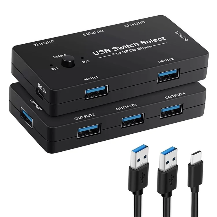 4 In 1 USB Switch Hub 2 Input 4 Output KVM Splitter USB Shared Switcher for PC  /  Game Console