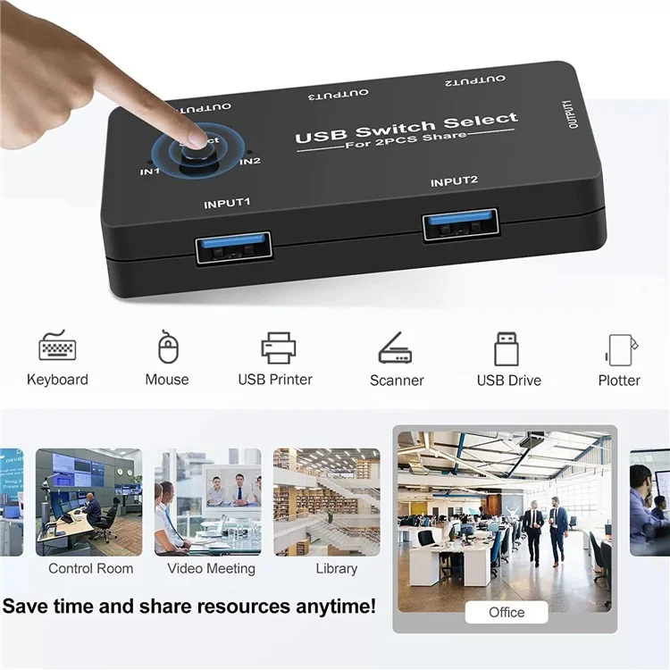 4 In 1 USB Switch Hub 2 Input 4 Output KVM Splitter USB Shared Switcher for PC  /  Game Console