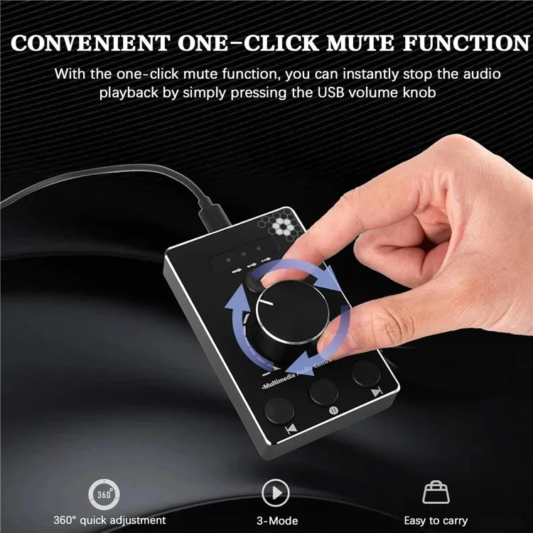 U8 Multimedia Volume Control Knob for Mac / Win 10 / 8 / 7 Aluminum Alloy Audio Adjuster with Mute Function
