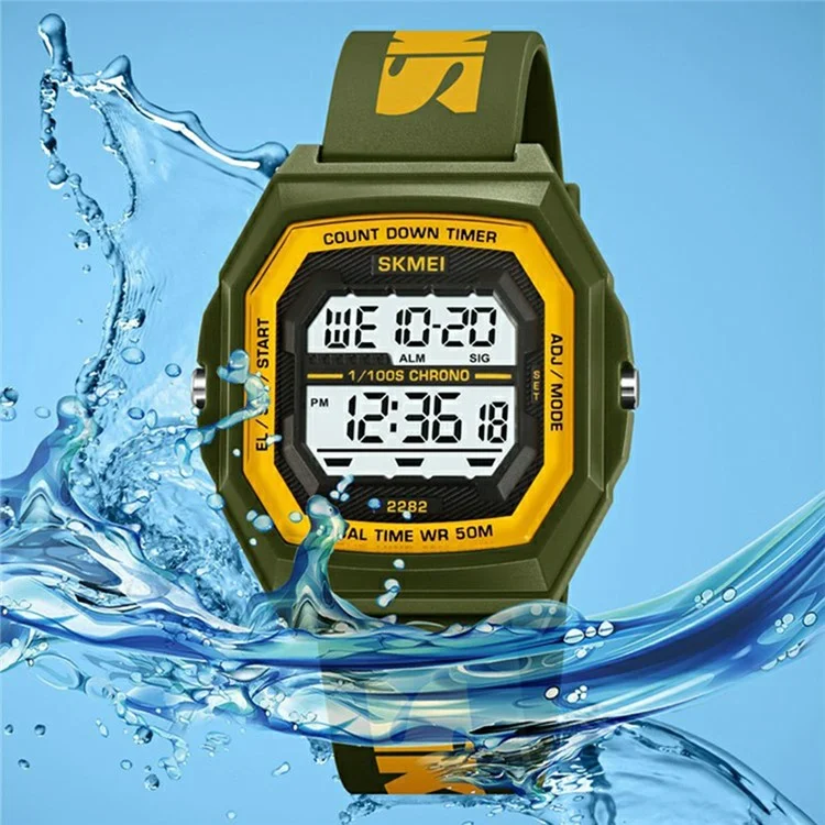 SKMEI 2282 Outdoor Sports Electronic Watch Waterproof Countdown Chronograph with EL Backlit - Apricot