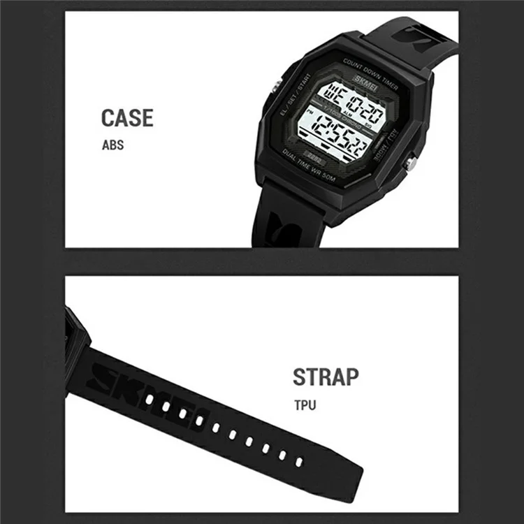 SKMEI 2282 Outdoor Sports Electronic Watch Waterproof Countdown Chronograph with EL Backlit - Apricot