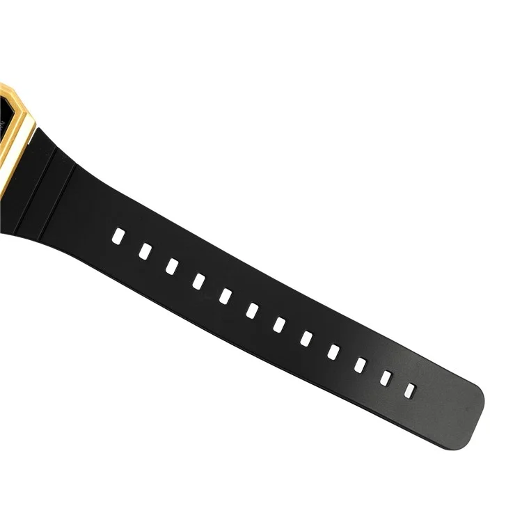 SKMEI 2347 Montre électronique carrée multifonction pour hommes, style sport étudiant, avec rétroéclairage EL - Or+Noir