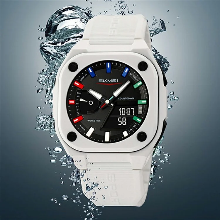SKMEI 2328 Reloj Electrónico Deportivo Cuadrado para Exteriores Multifunción Resistente al Agua 50M - Camuflaje