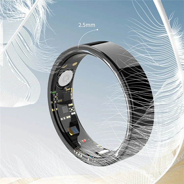 TK5 Smart Ring Health Tracker Waterproof Heart Rate Blood Oxygen Sleep Monitor with Charging Case - Black / Size 8