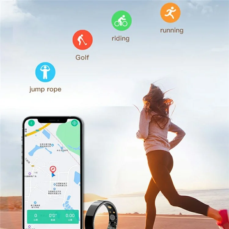 TK5 Smart Ring Health Tracker Waterproof Heart Rate Blood Oxygen Sleep Monitor with Charging Case - Black / Size 8