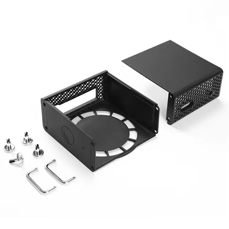 For Apple Mac Mini M4  /  M4 Pro Protective Case Anti Drop Cooling Shell with Cable Silicone Ties - Black