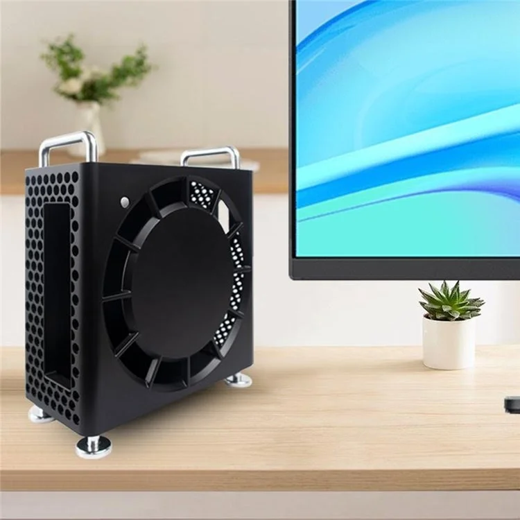 For Apple Mac Mini M4  /  M4 Pro Protective Case Anti Drop Cooling Shell with Cable Silicone Ties - Black