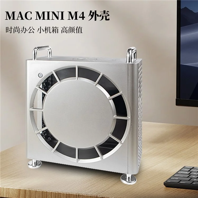 For Apple Mac Mini M4  /  M4 Pro Protective Case Anti Drop Cooling Shell with Cable Silicone Ties - Black
