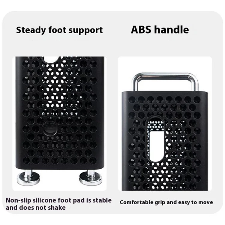 For Apple Mac Mini M4  /  M4 Pro Protective Case Anti Drop Cooling Shell with Cable Silicone Ties - Black