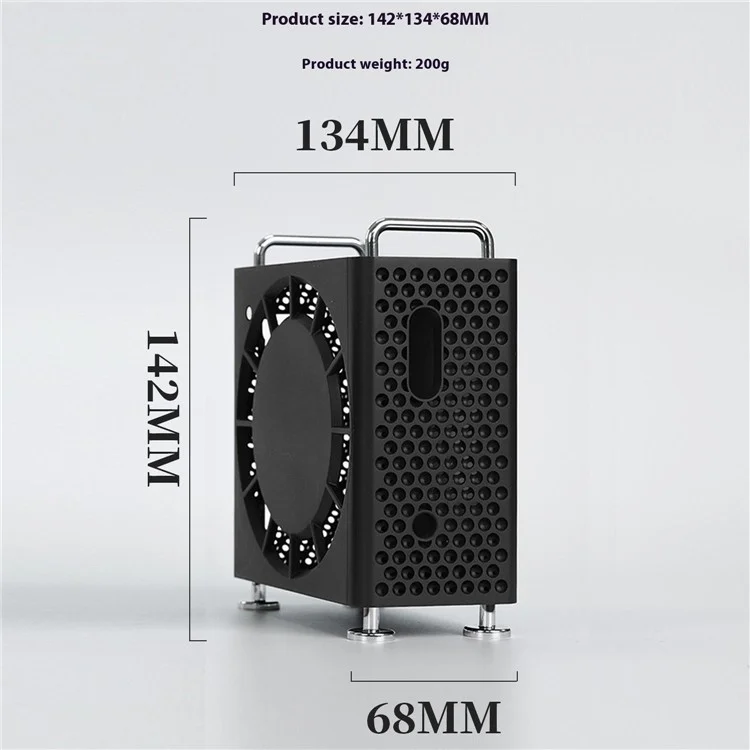 For Apple Mac Mini M4  /  M4 Pro Protective Case Anti Drop Cooling Shell with Cable Silicone Ties - Black