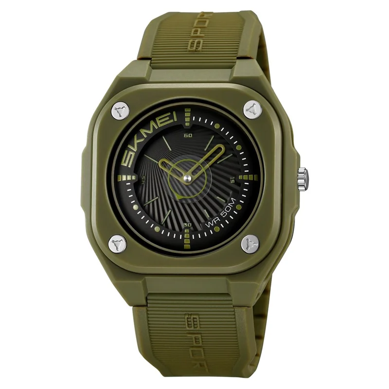 SKMEI 2329 Analog Display Quartz Watch with Silicone Strap 50M Waterproof Student Timepiece - Army Green