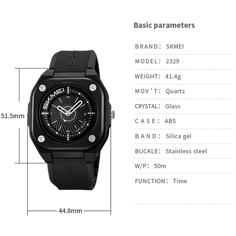 SKMEI 2329 Analog Display Quartz Watch with Silicone Strap 50M Waterproof Student Timepiece - Army Green