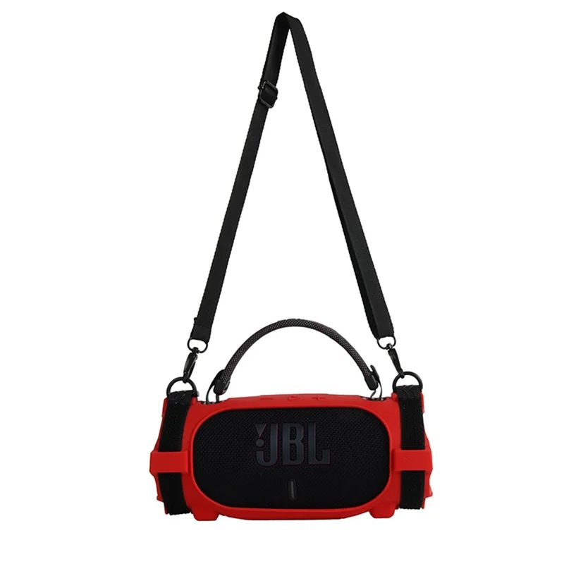 For JBL Charge 6 Silicone Case Shockproof Dustproof Anti Scratch Speaker Protective Cover with Straps - Red