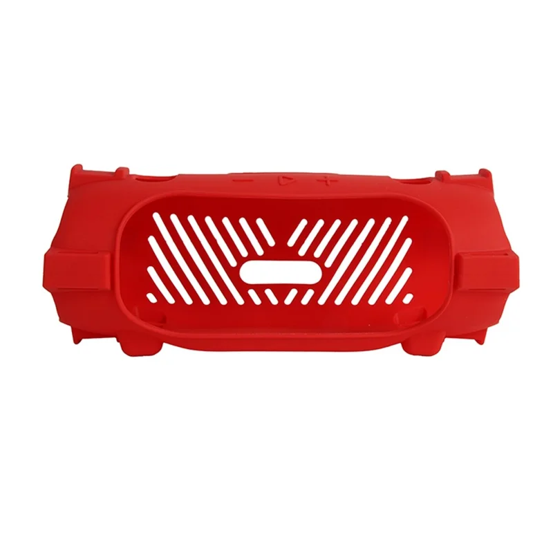 For JBL Charge 6 Silicone Case Shockproof Dustproof Anti Scratch Speaker Protective Cover with Straps - Red