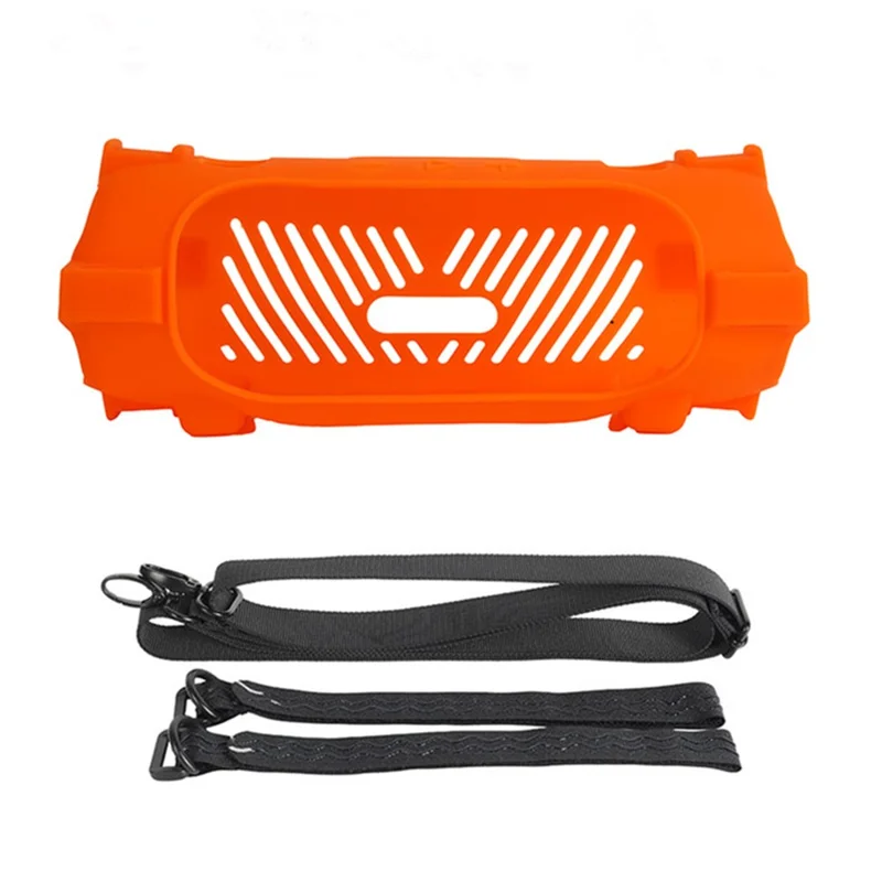 For JBL Charge 6 Silicone Case Shockproof Dustproof Anti Scratch Speaker Protective Cover with Straps - Orange