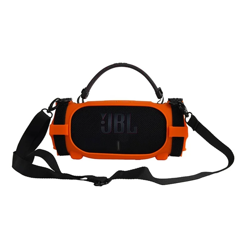 For JBL Charge 6 Silicone Case Shockproof Dustproof Anti Scratch Speaker Protective Cover with Straps - Orange