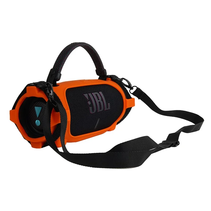 For JBL Charge 6 Silicone Case Shockproof Dustproof Anti Scratch Speaker Protective Cover with Straps - Orange