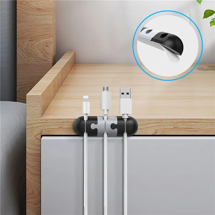 Organizador de Cabos de Mesa AHASTYLE PT-WE19 Sistema de Gerenciamento de Cabos em Silicone com Clipe - Preto / Cinza