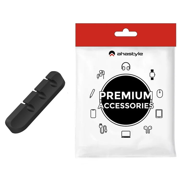AHASTYLE WG144 Clip Adesivo in Silicone per Gestione Cavi con 3 Fori - Nero