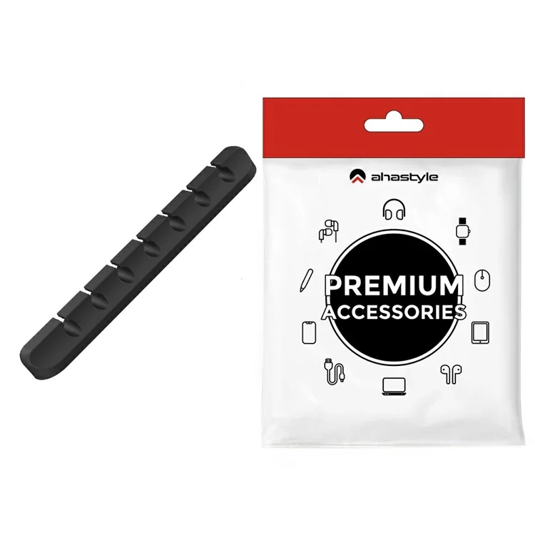AHASTYLE WG144 Силиконовый держатель для кабелей с 7 отверстиями для организации проводов - Черный