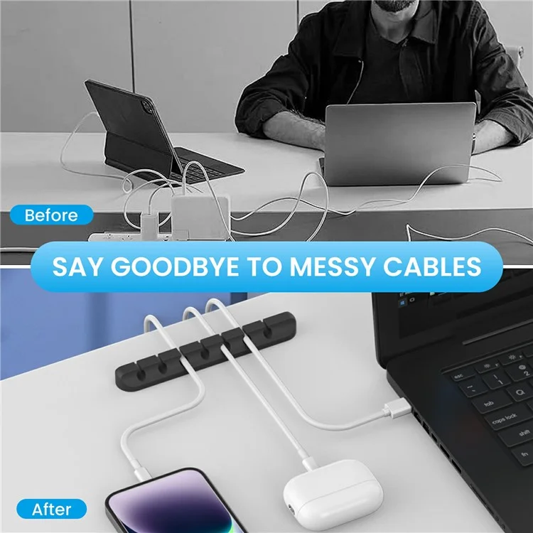 AHASTYLE WG144 Силиконовый держатель для кабелей с 7 отверстиями для организации проводов - Черный