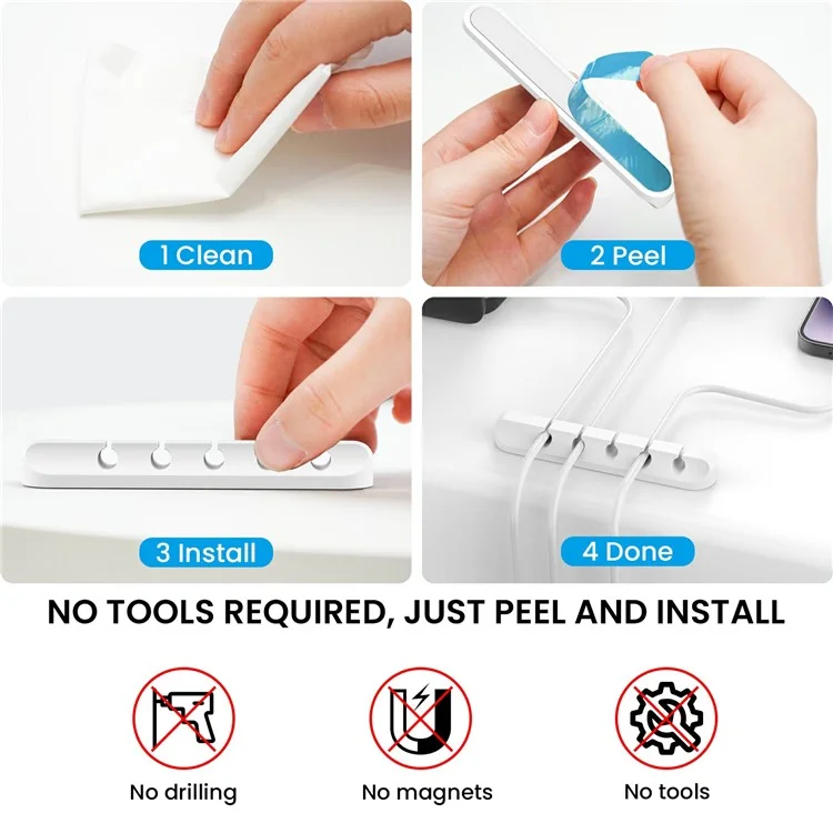 AHASTYLE WG144 Силиконовый держатель для кабелей с 7 отверстиями для организации проводов - Черный