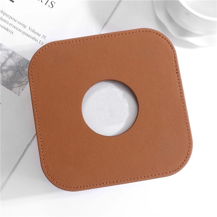 For Apple Mac Mini M4  /  M4 Pro Leather Case Protective Cover with Silicone Cable Ties - Brown