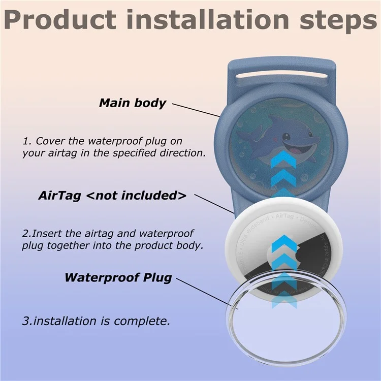 For AirTag Tracker Protective Case Cartoon TPU Cover Nylon Magic Tape Wristband with Protective Films - Rainbow