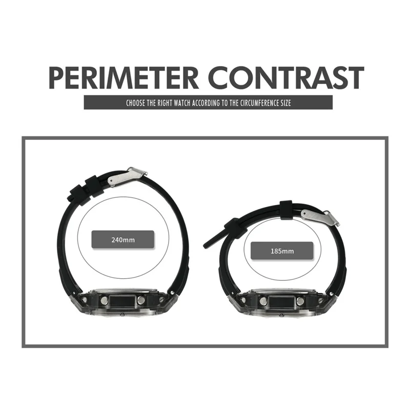 SKMEI 2411 Multifunction Electronic Watch Digital + Analog Display Transparent Case Luminous Wristwatch - Transparent Black+Black