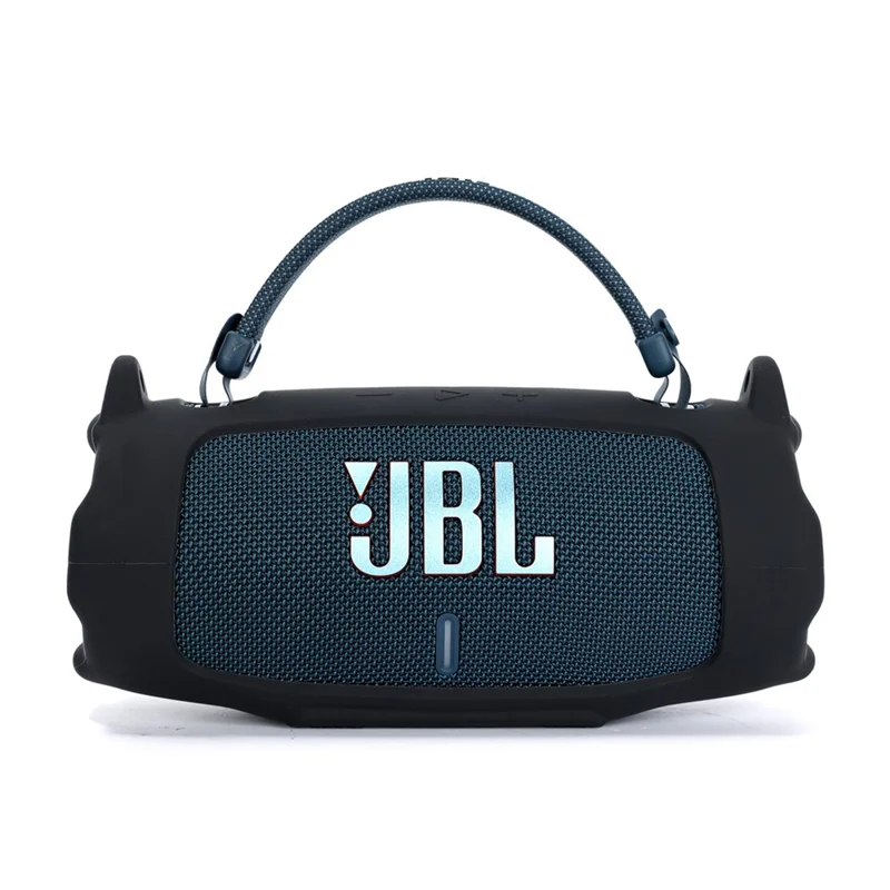 For JBL Charge 6 Soft Silicone Case Wireless Speaker Protective Cover with Shoulder Strap / Carabiner - Purple