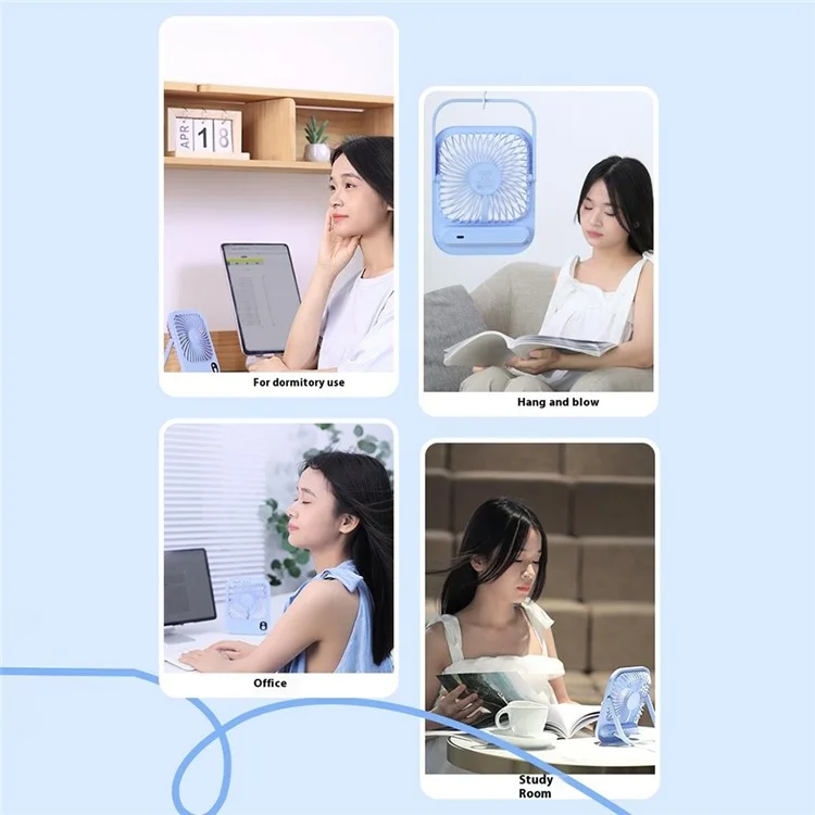 YOOBAO Y-F01 Ventilateur Mini Portable Alimenté par Batterie 5000mAh, 3 Vitesses, pour Maison et Voyage - Bleu