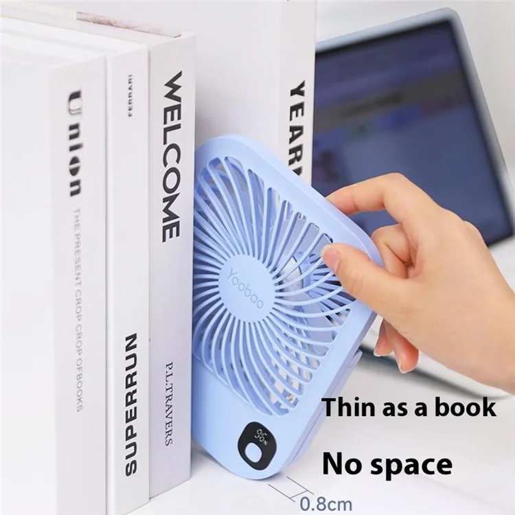 YOOBAO Y-F01 Ventilateur Mini Portable Alimenté par Batterie 5000mAh, 3 Vitesses, pour Maison et Voyage - Bleu