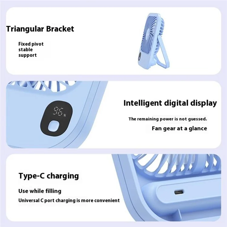 YOOBAO Y-F01P Portable Mini Fan 10000mAh Battery Powered 3 Speed Cooling Fan for Home / Travel Use - Blue