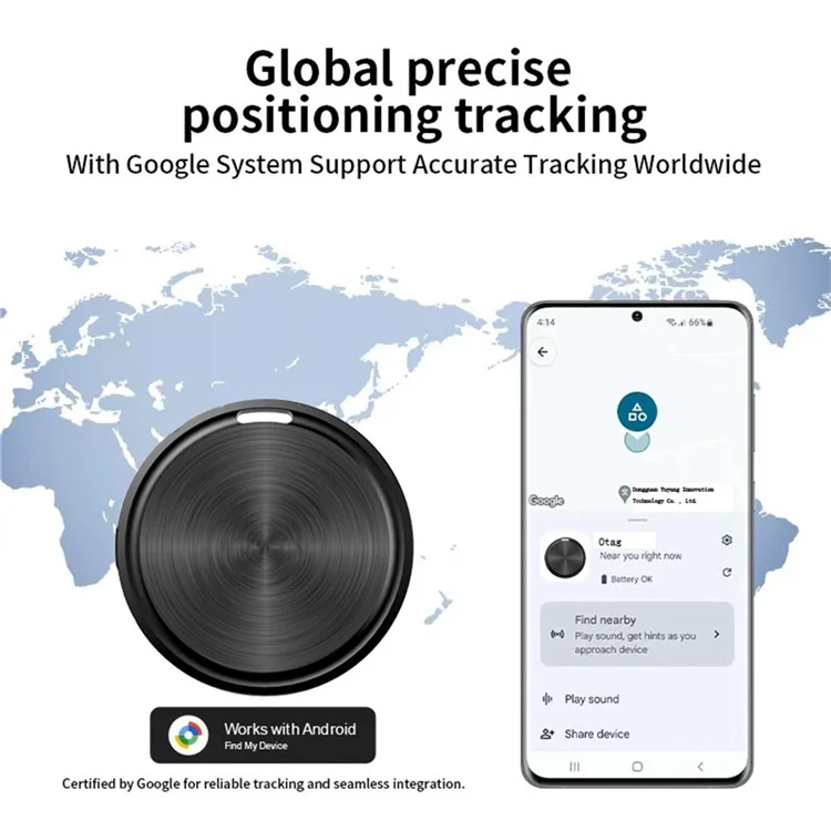 F8 Global Positioning Bluetooth-kompatibler Tracker Schlüsselfinder für Haustiere / Geldbörse / Fahrrad Verlustschutz-Locator - Schwarz