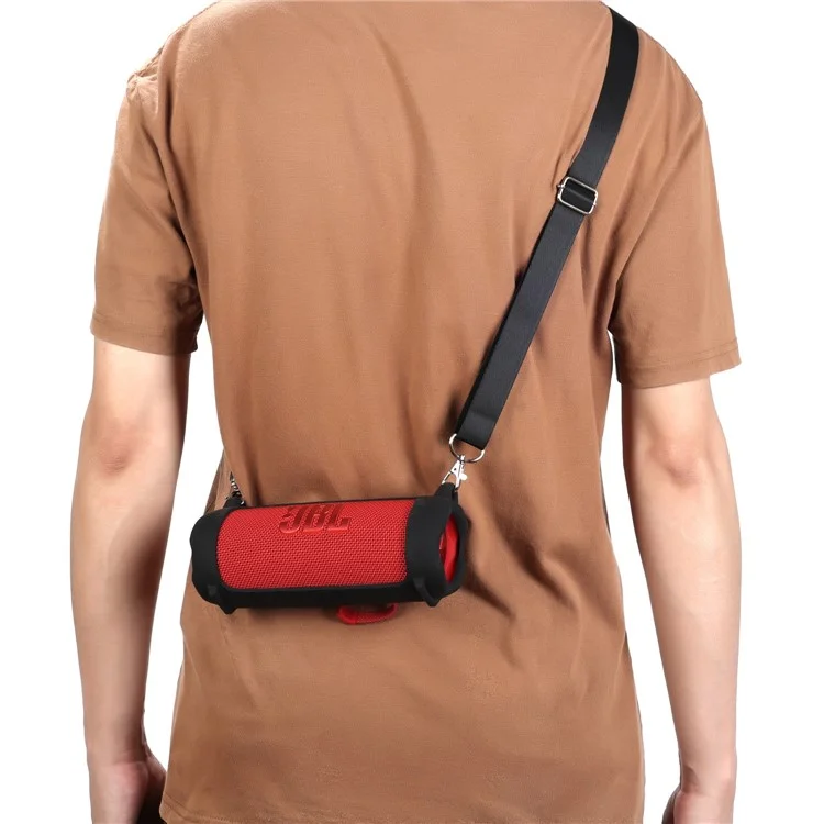 Capa de Silicone para Alto-falante JBL Flip 7 com Alça de Ombro / Mosquetão - Preto