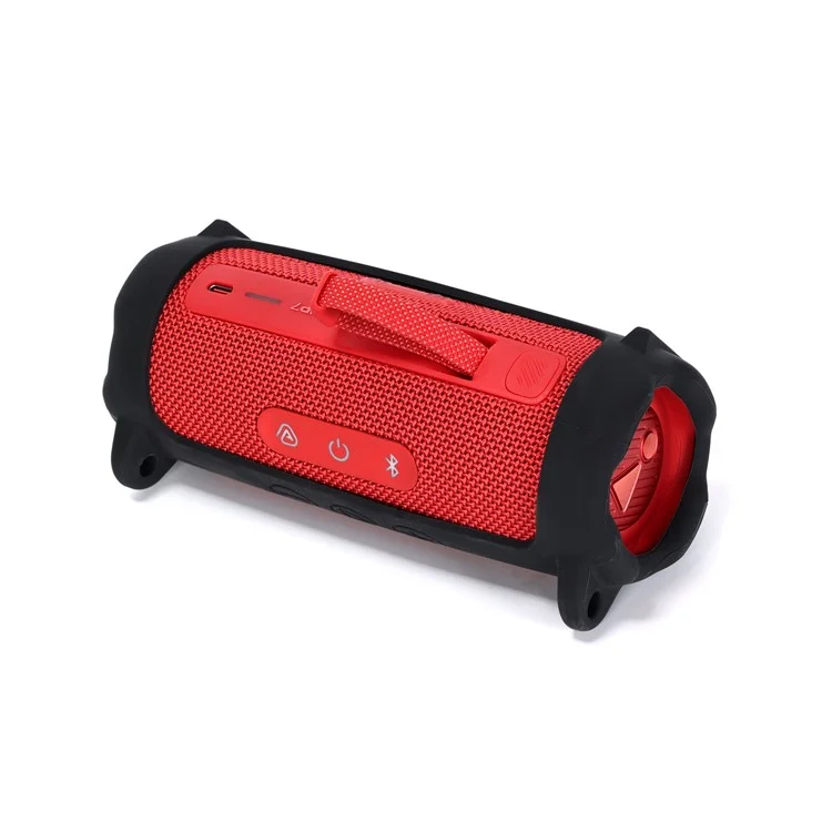 For JBL Flip 7 Speaker Silicone Case Portable Protective Cover with Shoulder Strap / Carabiner - Red