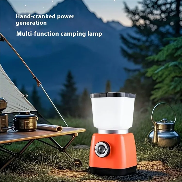 RD269 Multifunction Hand Crank Camping Lantern 3W LED Flashlight Emergency Phone Charger - Orange