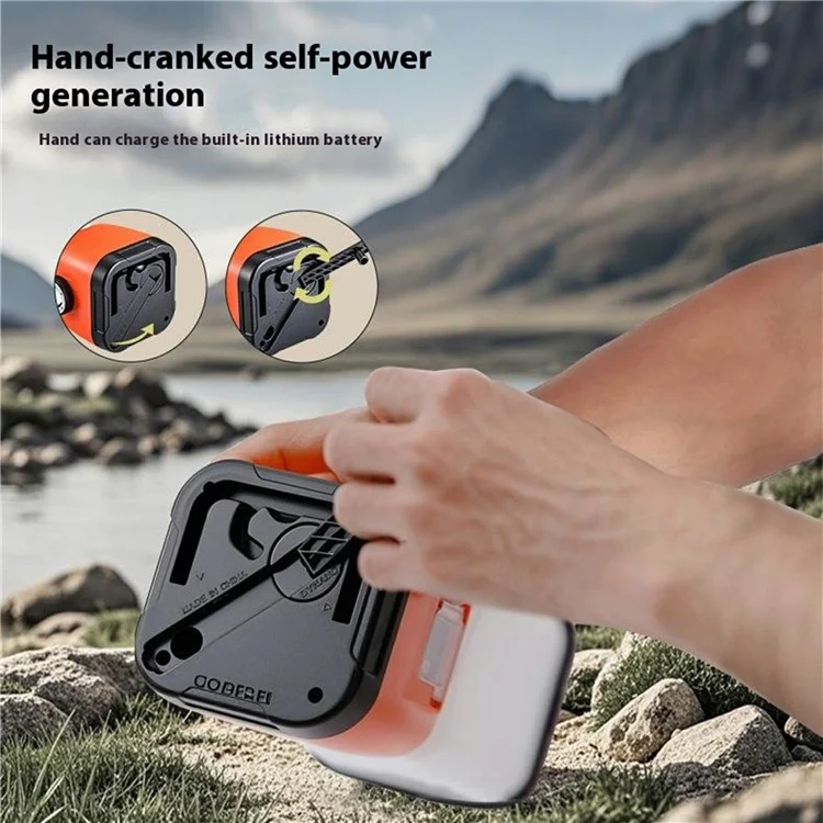 RD269 Multifunction Hand Crank Camping Lantern 3W LED Flashlight Emergency Phone Charger - Orange