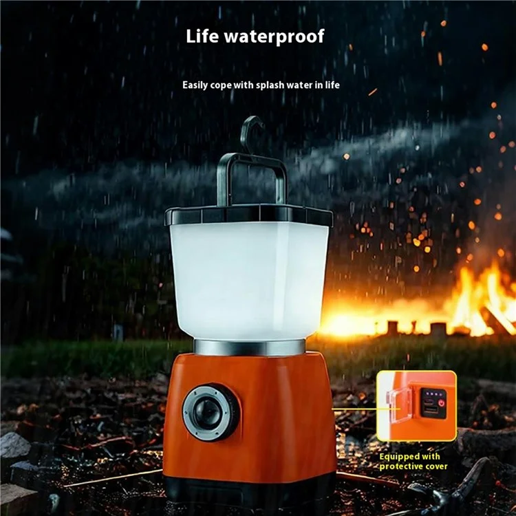 RD269 Multifunction Hand Crank Camping Lantern 3W LED Flashlight Emergency Phone Charger - Orange