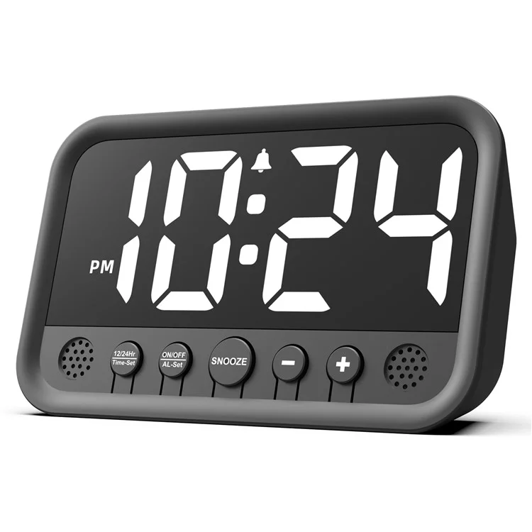 LLR104 Adjustable Volume Digital Alarm Clock USB Powered LED Display Desktop Clock with Snooze Function - White