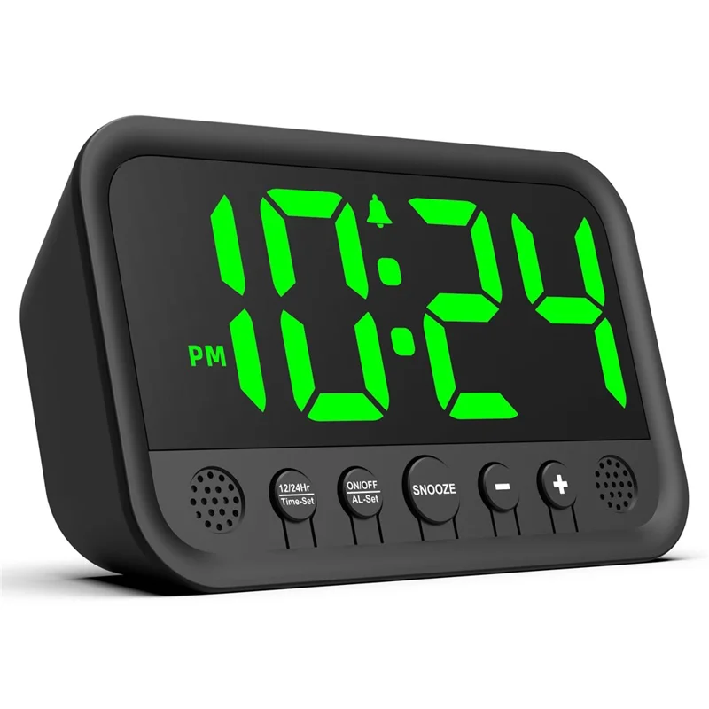 LLR104 Adjustable Volume Digital Alarm Clock USB Powered LED Display Desktop Clock with Snooze Function - Green