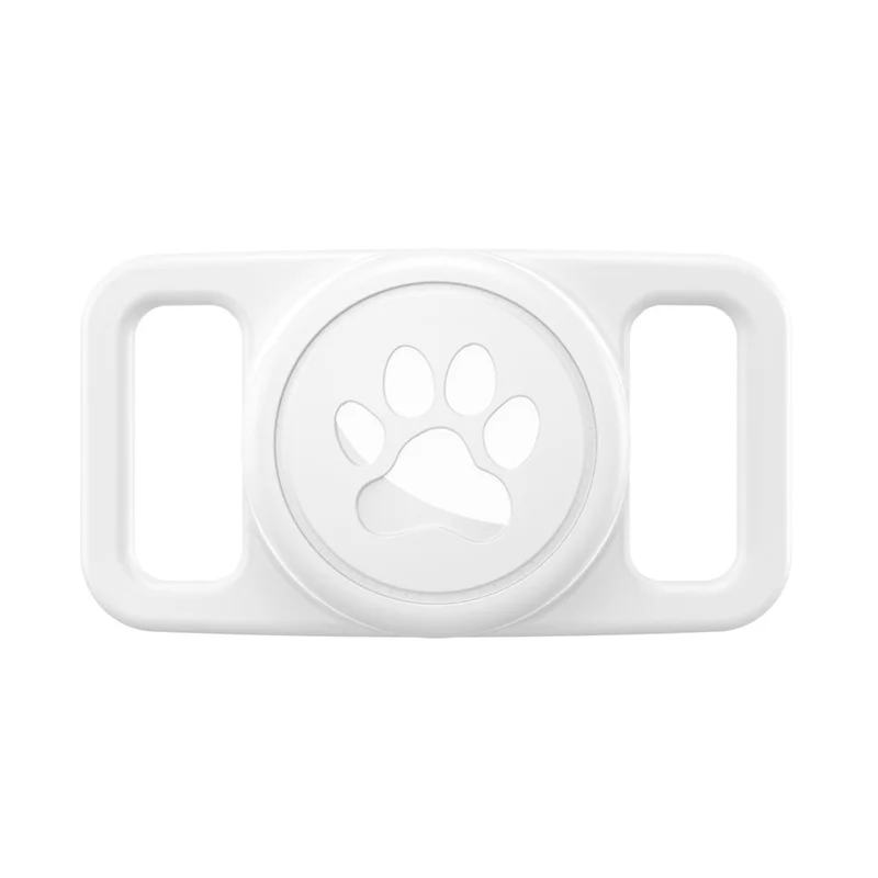 CPS10 For AirTag Protective Case Pet Cat Dog Collar Tracker Holder Silicone Cover - White
