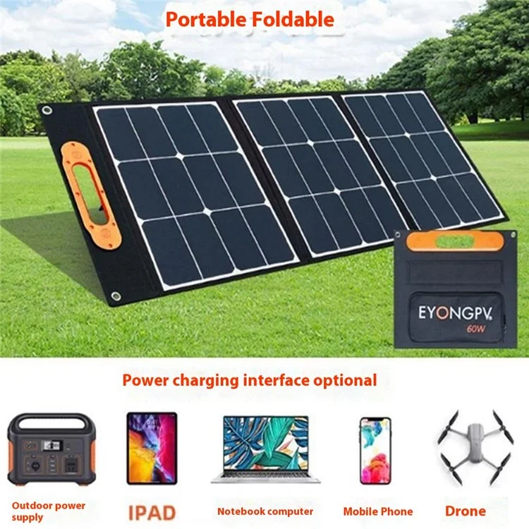 EYONGPV EYF60-20SP3 Cargador Solar para Smartphones de 60W con Carga Súper Rápida Plegable para Exteriores - Negro