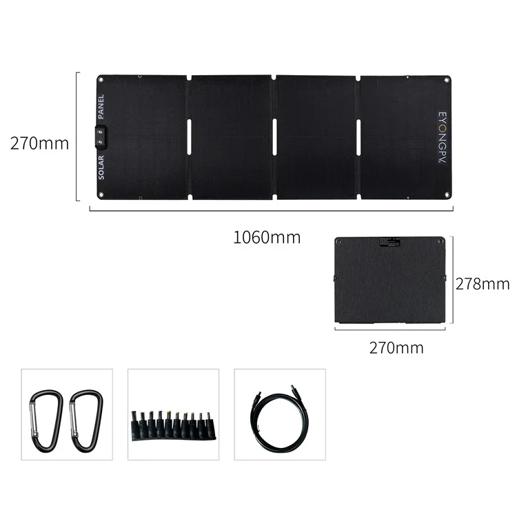 EYONGPV EYA45-22SP4 Foldable Solar Panel Charger for Phone Devices 45W Super Fast Charging Outdoor Power Bank - Black