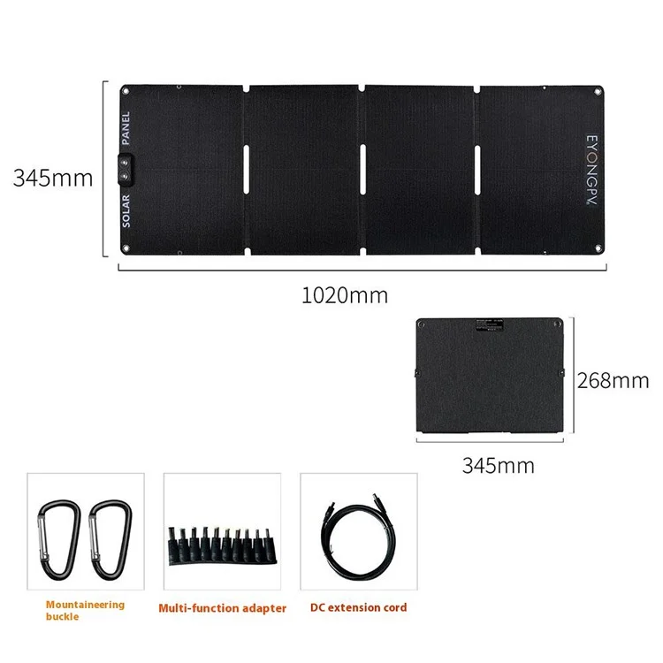 EYONGPV EYA55-23SP4 Foldable Solar Panel Charger for Phone Devices 55W Super Fast Charging Outdoor Power Bank - Black