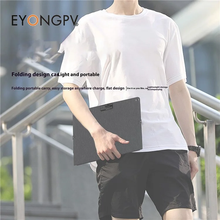 EYONGPV EYA55-23SP4 Foldable Solar Panel Charger for Phone Devices 55W Super Fast Charging Outdoor Power Bank - Black