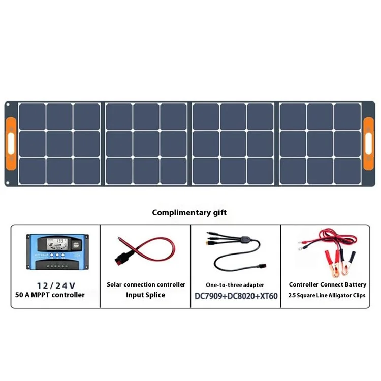 EYONGPV EYF200-18SP4 Solar Panel 200W Foldable Outdoor Power Charger for RV Camping Travel Emergency Use - Black