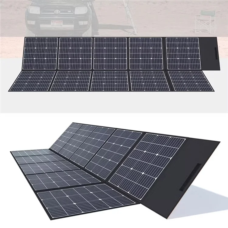 Painel Solar Dobrável EYONGPV 500W Monocristalino para Carregamento Externo, Camping, Viagem e Uso de Emergência - Preto