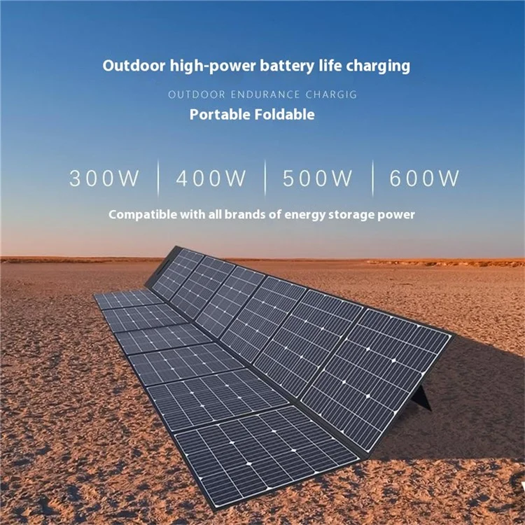 Painel Solar Dobrável EYONGPV 500W Monocristalino para Carregamento Externo, Camping, Viagem e Uso de Emergência - Preto
