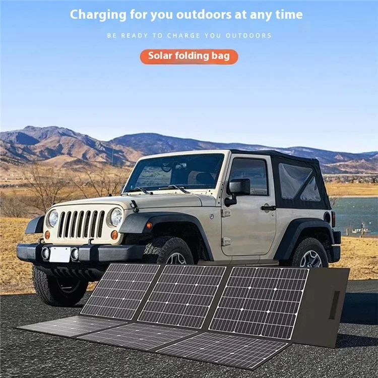 Painel Solar Dobrável EYONGPV 500W Monocristalino para Carregamento Externo, Camping, Viagem e Uso de Emergência - Preto